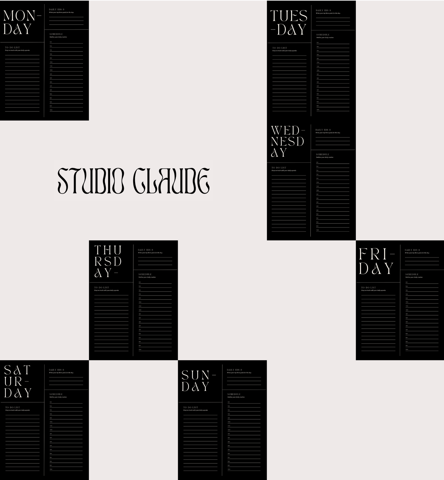 Noir Daily Planner